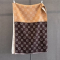 Écharpe bicolore orange et marron avec motifs trèfle à quatre feuilles et franges - Marron
