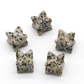 Cinque stelle Merkaba in diaspro dalmata lucido da 30mm con trama maculata naturale - Diaspro dalmata