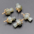 Colgante de hongo de ágata de cristal natural con decoración de alambre de oro hecho - Labradorita