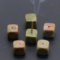 Unakite natural stone cube incense holders with green and pink speckled finish - Unakite