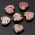 Natural 20mm heart-shaped pink rhodonite crystal stones with polished finish - Rhodonite
