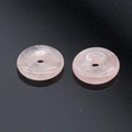 Pair of pink natural stone donut pendants with polished finish for DIY jewelry - Rose Quartz