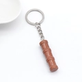 Bamboo shaped goldstone keychain with shimmering reddish brown stone and silver metal ring - Gold Sandstone 1Pc (Synthetic)