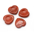 Set of four polished Red Jasper heart-shaped thumb stones with natural dark veins - Red Jasper