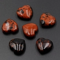 Set of six polished mahogany obsidian heart stones with natural red and black textures - Golden Swan Stone