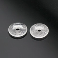 Set of two clear natural crystal donut pendants for DIY jewelry making on black base - White Crystal