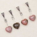 Ciondoli a cuore in pietra naturale rosa con freccia di Cupido per gioielli DIY - Rodonite (Con Cordino in Pelle)
