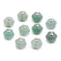 Set of ten green aventurine quartz pumpkin charms with silver bails for DIY jewelry - Green Aventurine