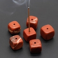Red jasper cubic incense holder made of natural stone with unique mineral textures - Red Jasper