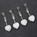 Ciondolo a cuore in turchese bianco con freccia di Cupido argento, set da 4 - Turchese Bianco (Con Cordino in Pelle)