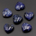 Set of six heart-shaped sodalite natural stones with blue and white polished textures - Blue Sodalite