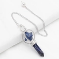 Péndulo de Lapis Lázuli Merkaba con prisma hexagonal y cadena de plata - Lapislázuli