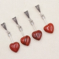 Pendente a cuore in diaspro rosso con freccia di Cupido e gancio argento vintage - Diaspro Rosso (Con Cordino in Pelle)