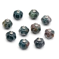 Set of 10 assorted natural stone pumpkin pendants with silver loops for DIY jewelry - India Agate