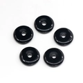 Polished black agate donut pendants for DIY jewelry making in a set of five pieces - Black Agate