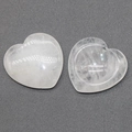 Polished transparent white crystal heart stone and mini heart tray set for healing - White Crystal