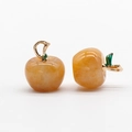 Apfelanhänger aus orangefarbenem Quarz mit goldenem Stiel für DIY-Schmuck - Gelber Topas/Jade 1 Stück