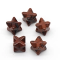 Set of five natural mahogany obsidian merkaba star stones with unique red and black textures - Mahogany Obsidian
