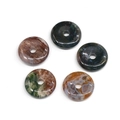 Set of 5 natural moss agate donut pendants with unique mineral textures for jewelry DIY - India Agate
