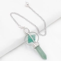 Green natural crystal Merkaba pendulum pendant with silver chain for healing - Green Aventurine