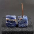 Blue Sodalite natural stone cube incense holder with a central hole for sticks - Blue Sodalite