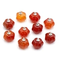 Pendentifs citrouille en agate rouge avec boucles argentées pour bijoux DIY - Agate rouge