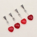 Set of four red crystal heart pendants with vintage silver cupid arrow elements - Dyed Green Quartzite (With Leather Cord)