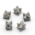 Five Dalmatian Jasper Merkaba star stones with natural black spots for meditation - Tianshan Blue