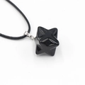 Pendentif étoile Merkaba en obsidienne noire avec collier en cordon tressé noir - Obsidienne