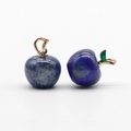 Lapis Lazuli Apfel Anhänger mit goldenem Stiel und natürlicher blauer Steinstruktur - Lapislazuli 1 Stück