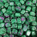 Τετράγωνα μενταγιόν Ruby in Zoisite με ασημένιες κρεμάστρες σε μαζική προβολή - Ρουμπίνι σε Ζωϊσίτη (Συνθετικό)
