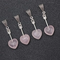 Pink heart crystal pendant with vintage silver cupid arrow clasp for DIY jewelry - Rose Quartz (With Cord)
