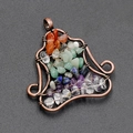 Handgefertigter Chakra-Anhänger aus Kupferdraht mit bunten natürlichen Bruchsteinen - Bronze