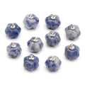 Lot de 10 pendentifs citrouille en pierre de sodalite avec bélière argentée - Pierre à Points Bleus