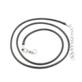 Black braided wax rope necklace cord with adjustable silver lobster clasp extender - Leather Rope