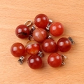 Set of 10 red agate round ball pendants 14mm with silver metal clasps for DIY jewelry - Red Agate