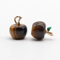 Tiger eye stone apple pendants with golden metal stems for jewelry making - Tiger Eye (1Pc)