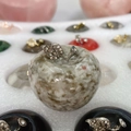 35mm natural stone apple figurine with marble texture and rhinestone leaf detail - 45X33mm