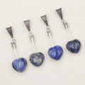 Deep blue heart-shaped natural stone pendants with vintage silver cupid arrow charms - Blue Sodalite (With Leather Cord)