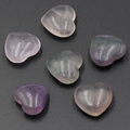 Polished 30mm heart-shaped natural crystal stones in rose quartz, amethyst and fluorite - Fluorite