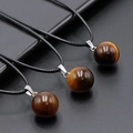 Tiger eye stone sphere pendant necklace with black braided cord and metallic clasp - Tiger's Eye