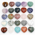 Set of 25 polished heart-shaped natural crystal stones in various colors and patterns - Random 1pc