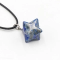 Pendentif étoile Merkaba en lapis-lazuli naturel avec cordon noir et fermoir argenté - Lapis-lazuli