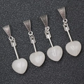 Pink crystal heart pendants with silver cupid arrow clasp for DIY couple jewelry gifts - Clear Quartz (With Cord)