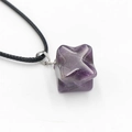 Pendentif Étoile Merkaba en Améthyste 24mm avec Cordon Noir Tressé et Fermoir Argent - Améthyste