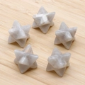 Set of five grey and white marble Merkaba stars with natural vein textures - White Crazy Lace Agate