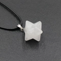 Pendentif étoile Merkaba en cristal blanc avec un cordon noir pour collier - Cristal blanc