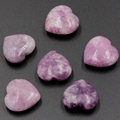 Polished natural heart-shaped lepidolite stones in vibrant purple with unique textures - Phosphosiderite