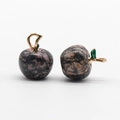 Natural rhodochrosite apple pendants with green enamel leaf details for DIY necklaces - Rhodonite 1Pc