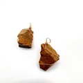 Natural tiger eye stone wire wrapped pendant with golden handcrafted metal wire - Tiger's Eye